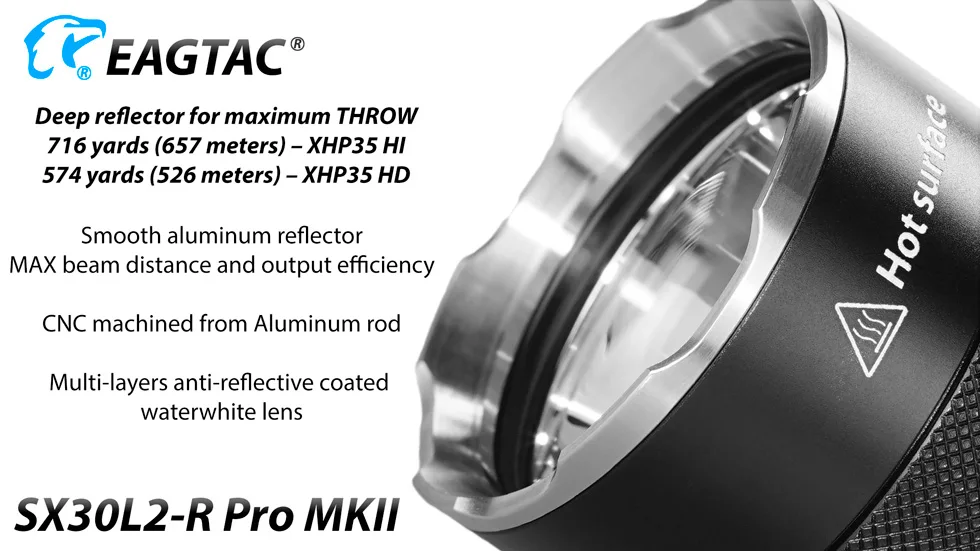 EAGTAC SX30L2-R MKII Pro Профессиональный светильник перезаряжаемый светодиодный светильник-вспышка 2650 люмен 400 часов Максимальное расстояние луча