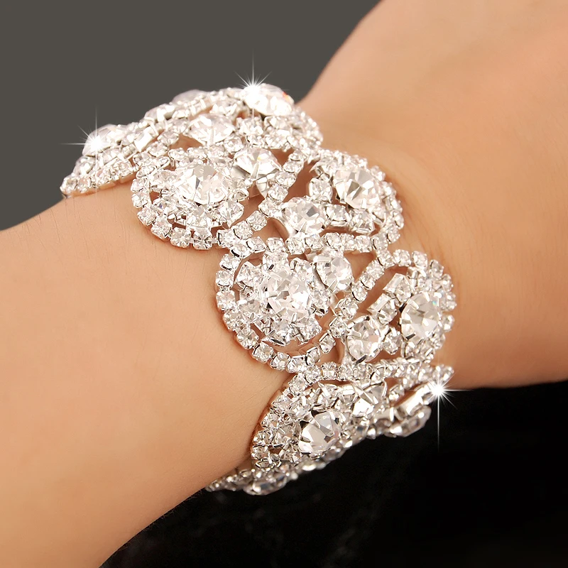 NewFashionCharmBracelets925SilverAAAAAZirconCrystalWomenBraceletWeddingEngagement