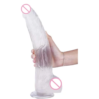 32CM Realistic Dildo with Suction Cup Inch Transparent Belt Curved Axis and Ball G-spot Vaginal Stimulator Female Penis Sex Toys 1