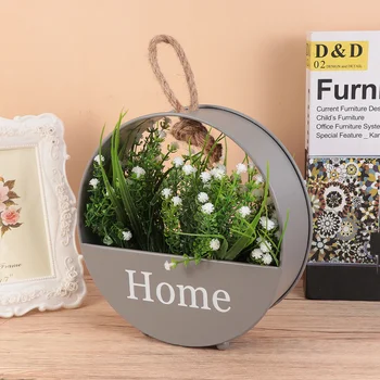 

Silk Cloth Simulation Flowerpot Iron Potted Pendant Artifical Plant Ornament Basin Fake Landscape Decors Pot Pendant for Home Of