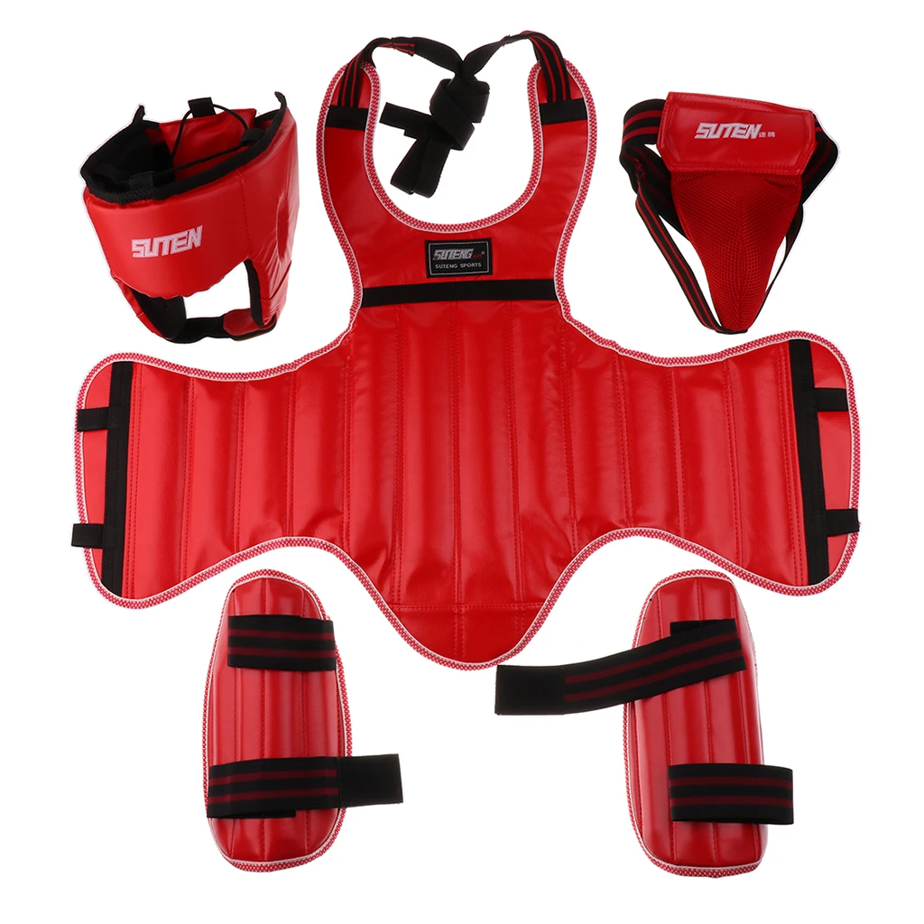 MMA Boxing Protective Gear Set - Kickboxing Training Headgear Body Chest Groin Protector & Shin Pads Various Colors | Спорт и
