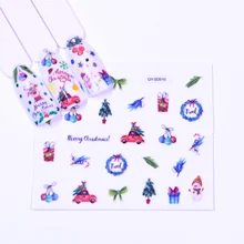 1 шт., красивые рождественские украшения для ногтей, разноцветные переводные наклейки из фольги для ногтей, снежный цветок, лось, подарок, Санта-Клаус, клейкая бумага
