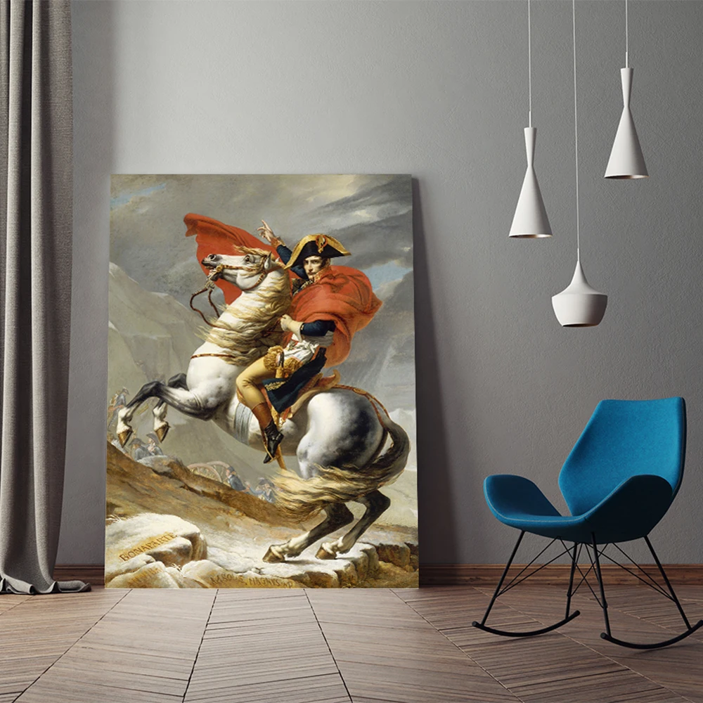 Классический Наполеон Бонапарт портрет Лошадь Картина маслом Постеры-холсты репродукции, настенное искусство картина для гостиной украшения дома