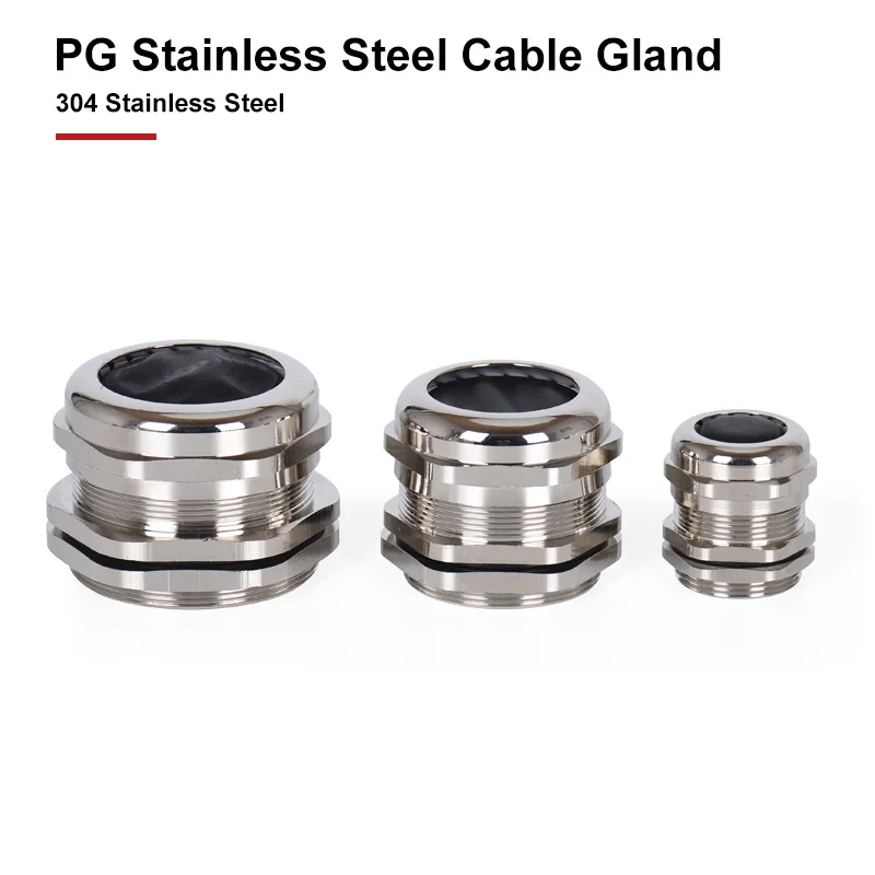 PG Type 304 Stainless Steel Cable Gland IP68 Metal Waterproof Fixing Joint PG7 PG16 PG25 PG36 PG48 PG63 Nickel Coated Connector