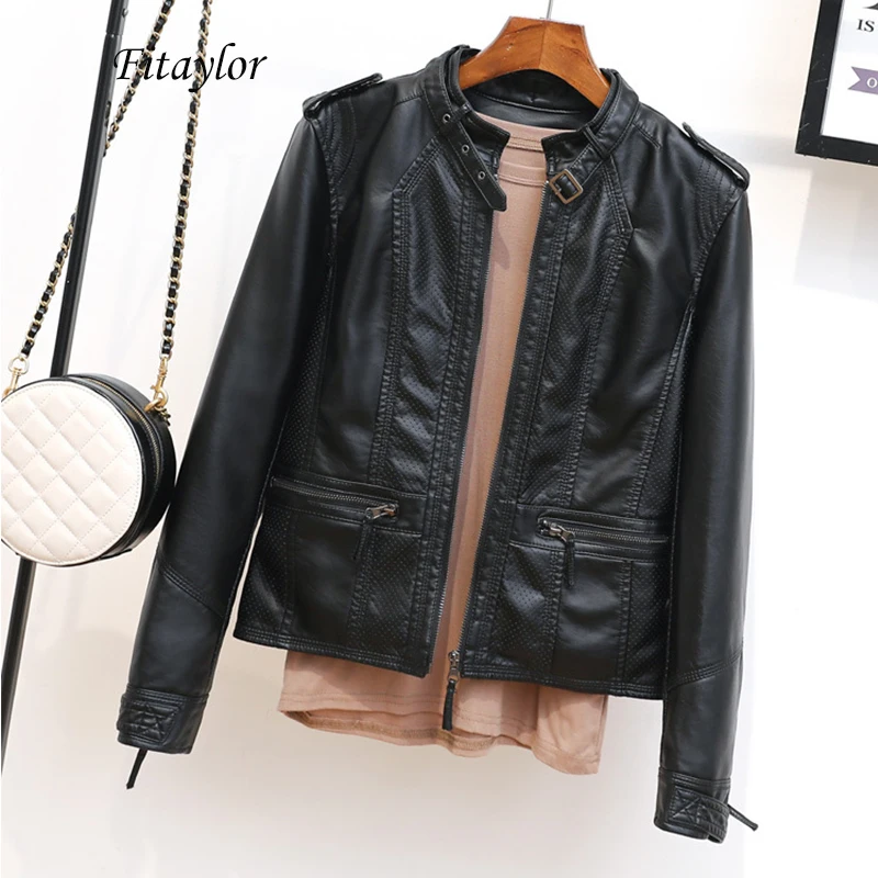 Fitaylor 2020 New Winter Women Sheepskin Coats Thicken Faux Leather Lamb Fur Jackets Hem Detachable Motorcycle Zipper Outerwear
