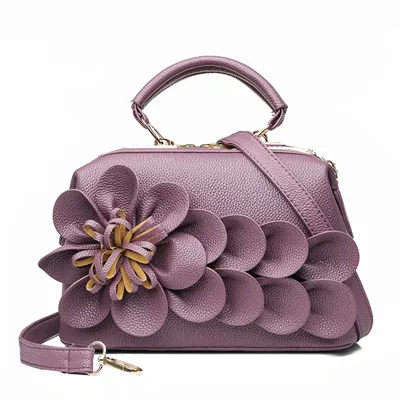 Роскошные золотые красные 3d кожаные цветочные сумочки женские сумки дизайнерские брендовые известные сумки через плечо для женщин Дамские ручные сумки маленькая сумка - Цвет: purple 1