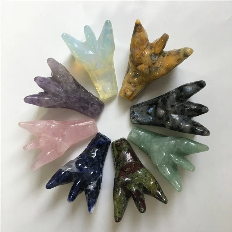 Высокое качество Crazy Agate Dragon Skull ручная резная Хрустальная Статуэтка-череп для украшения подарка или коллекции XYW