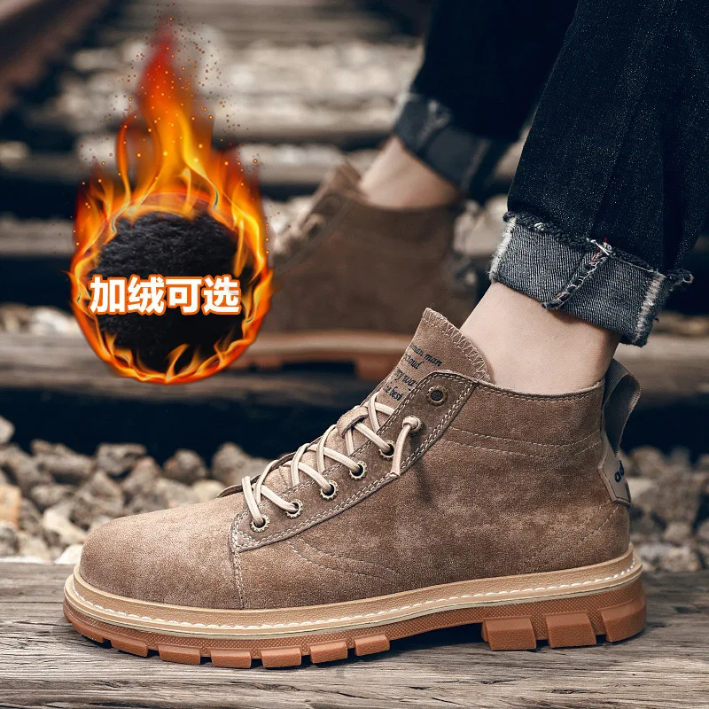 

2019 Winter New Style plus Velvet Martin Boots Outdoor Warm Ankle Boots British Style Retro Worker Boot