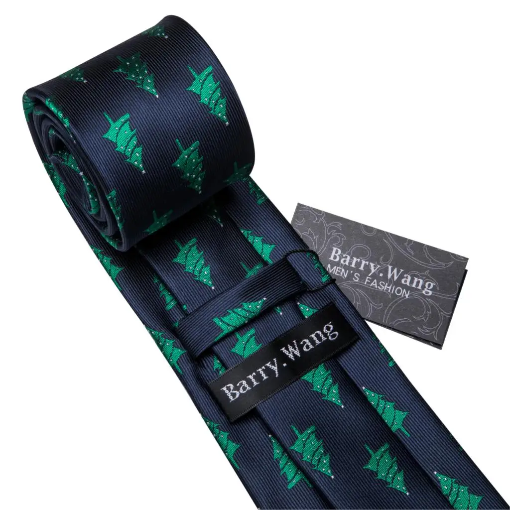 Темно-синие рождественские галстуки для мужчин, шелковый галстук, носовой платок, набор, Barry.Wang, жаккардовый тканый модный дизайнерский галстук для мужчин, Подарочный FA-5272