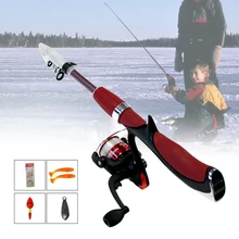 Зимняя телескопическая рыболовная удочка, комбинированная катушка, полный комплект, ледяная рыболовная спиннинговая катушка, Удочка, набор шестеренок с приманкой, Рыболовный инструмент
