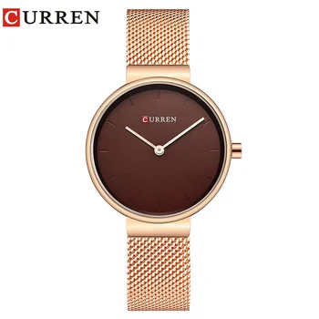 

Fashion Mesh Womens Watch Simple Dress Quartz Ladies Bracelet Watches CURREN Full Stainless Steel Wristwatch Bayan Kol Saati