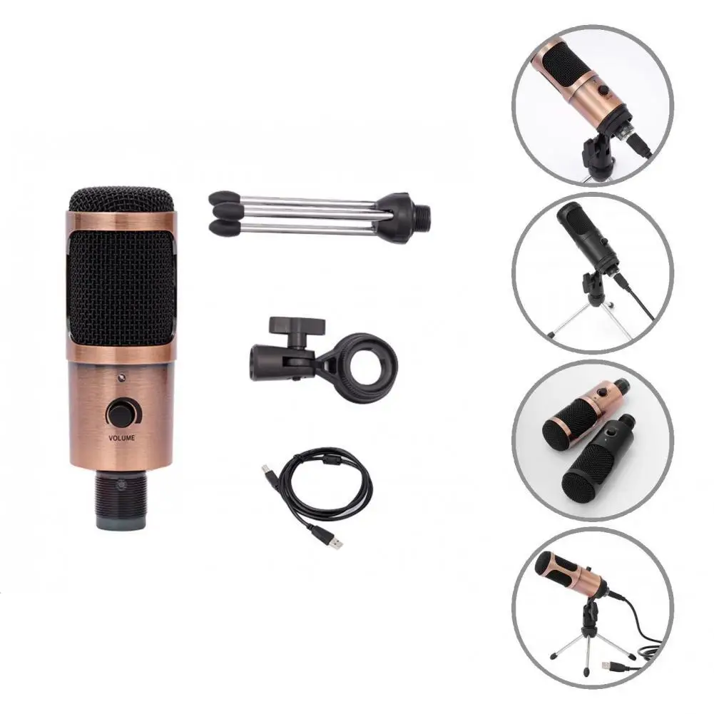 

Compact Convenient Volume Adjustment USB Wired Microphone Practical Condenser Microphone Professional for Recording