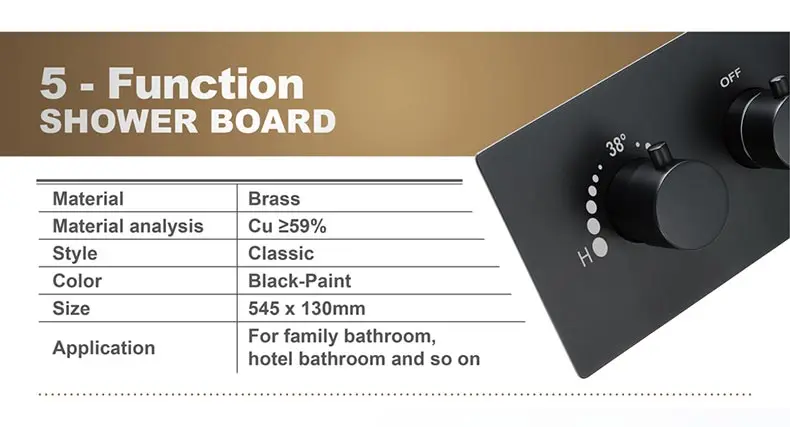 Настенные Термостатические смесители латунный смесительный клапан 5 функций душевой кран черный цвет душевой контроллер использовать для ванной комнаты
