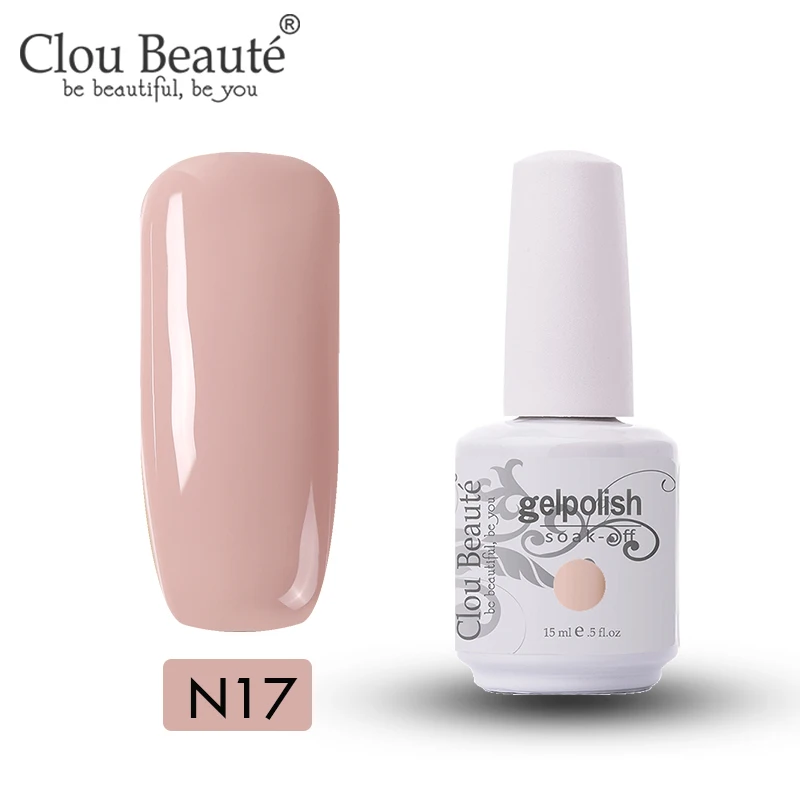 Clou Beaute 15 мл цветной набор гель-лаков для ногтей продвинутый маникюр Гель-арт лак для ногтей праймер и верхнее покрытие стойкий Натуральный гель - Цвет: N17
