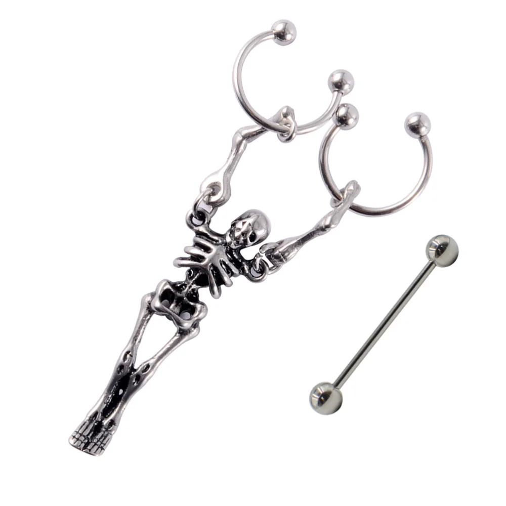 1 Set of Skeleton Shaped Jewelries Female Breast Studs Ear Studs Gifts