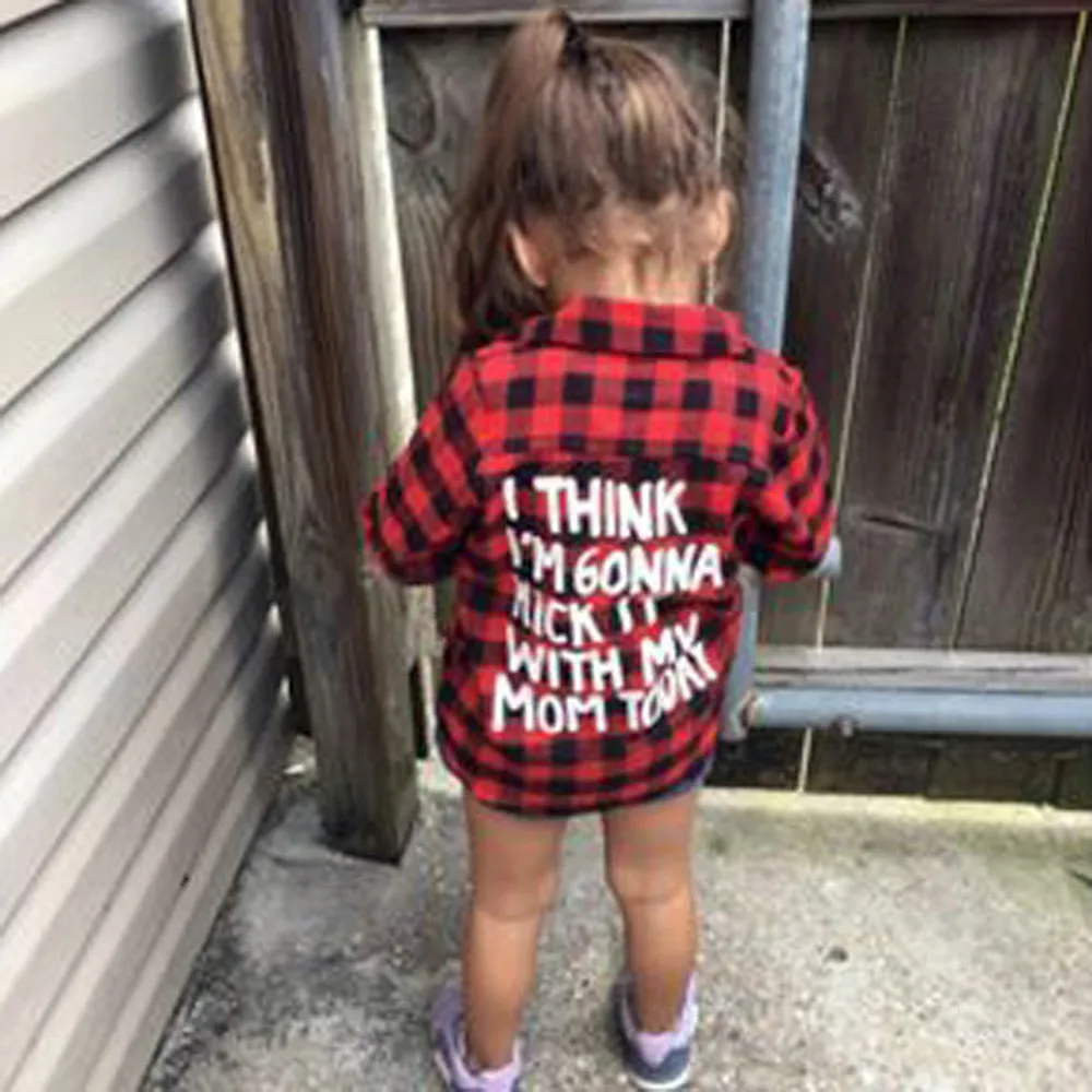 Осенняя рубашка с длинными рукавами для маленьких мальчиков и девочек клетчатые