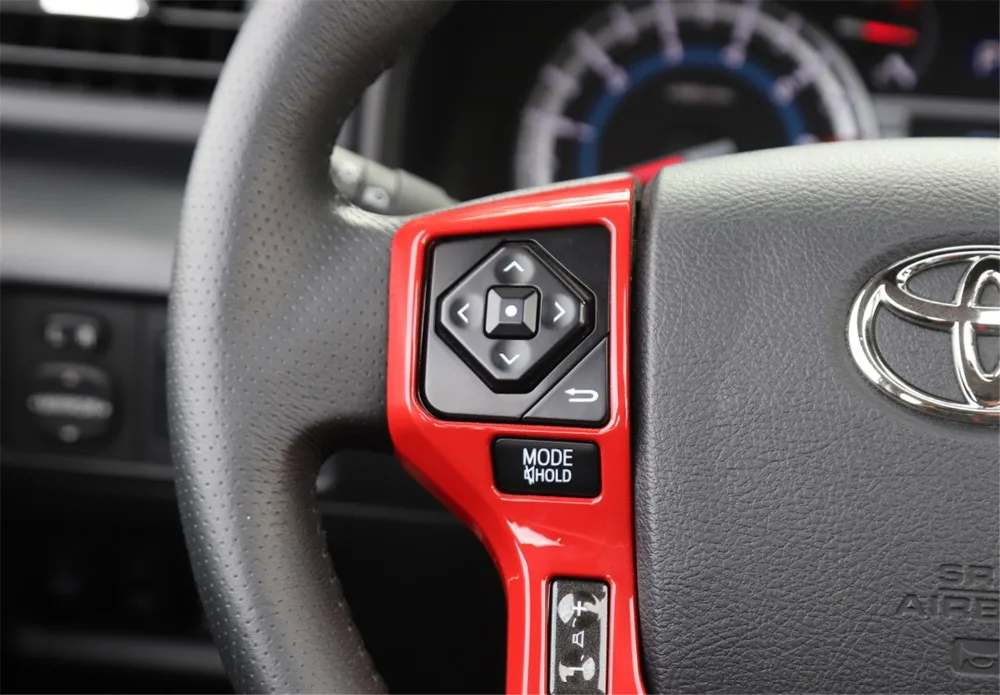 Рулевого колеса автомобиля декоративные наклейки крышка для Toyota 4runner 2010 вверх аксессуары для интерьера литье под давлением красный/серебристый