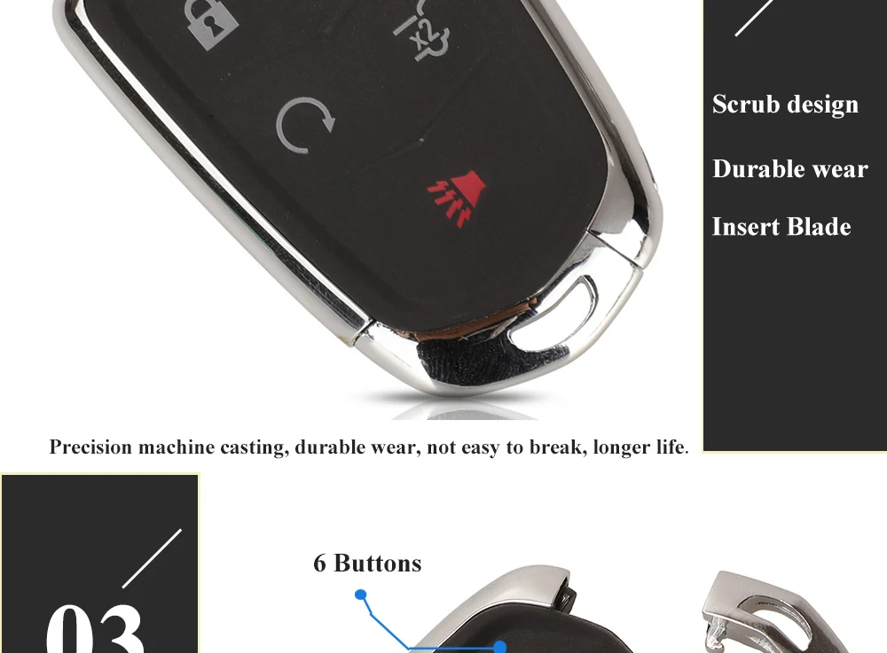 Keyforkess 4/5/6 pulsante Smart Remote Key Fob per Cadillac ESCALADE /ESCALADE ESV 2015-2019 XTS CTS CT6 ATS HYQ2EB HYQ2AB 14 Keyforkess 4/5/6 pulsante Smart Remote Key Fob per Cadillac ESCALADE /ESCALADE ESV 2015-2019 XTS CTS CT6 ATS HYQ2EB HYQ2AB - H2f19de578efd4961bef87f8c09b566e7n