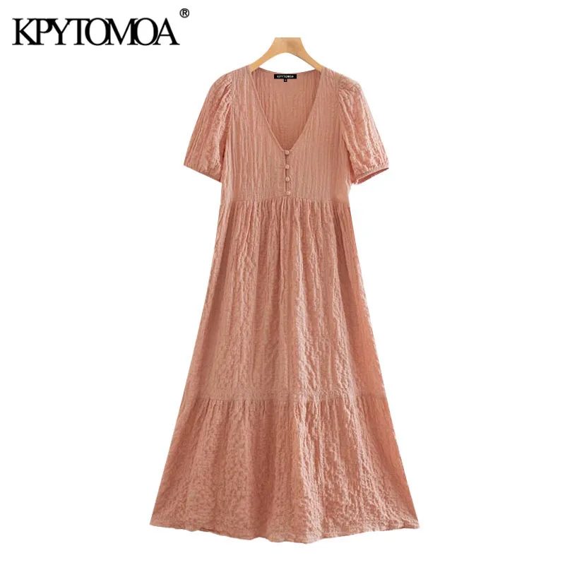 KPYTOMOA Women 2020 Elegant Fashion With Lining Pleated Midi Dress Vintage V Neck Short Sleeve Female Dresses Vestidos Mujer KPYTOMOA Women 2020 Elegant Fashion With Lining Pleated Midi Dress Vintage V Neck Short Sleeve Female Dresses Vestidos Mujer