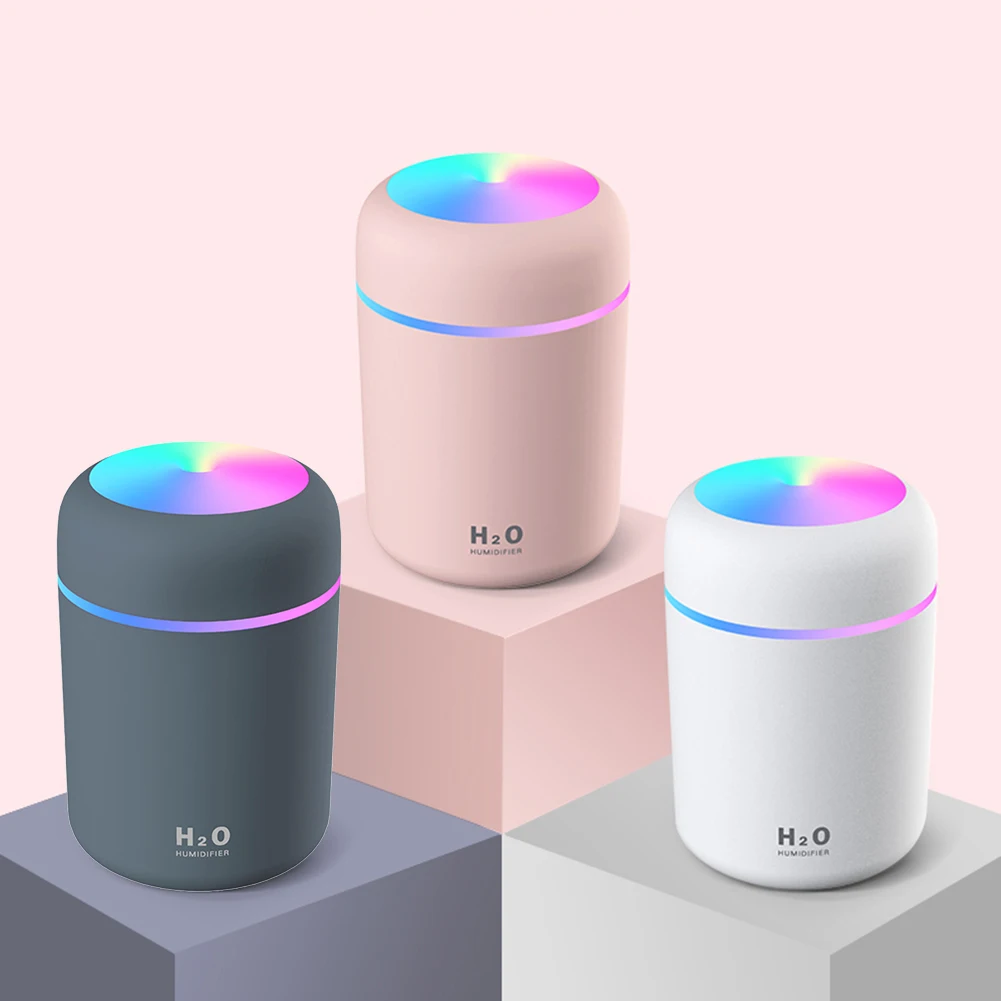 Portable 300ml Electric Air Humidifier USB Ultrasonic Aroma Oil Diffuser Cool Mist Sprayer with Colorful Light for Home Car