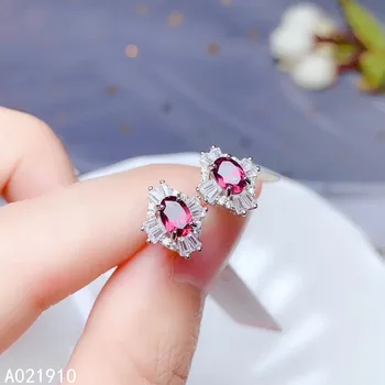 

KJJEAXCMY boutique jewelry 925 sterling silver inlaid Natural Garnet gemstone Women's Stud earrings support detection noble