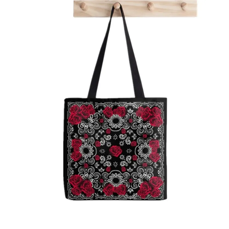 2021 Shopper Rainbow Bandana Pattern Print Tote Bag women Harajuku shopper handbag girl Shoulder shopping bag Lady Canvas Bag