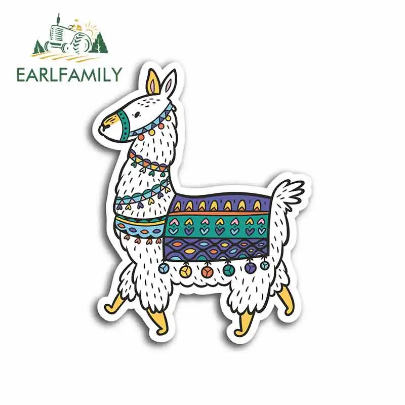 

EARLFAMILY 13cm x 10.1cm for Cute Llama Alpaca Fun Funny Car Stickers Bumper RV VAN Fine Decal JDM Vinyl Car Accessories Oem