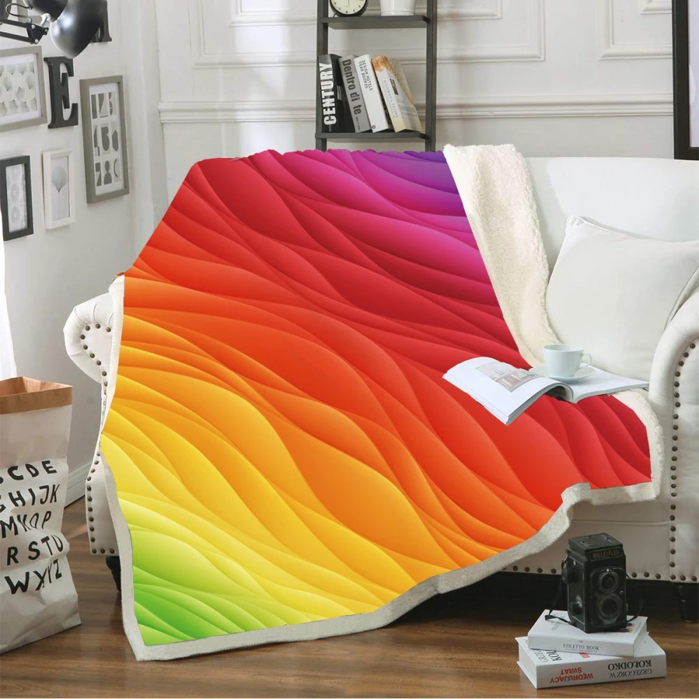 Rainbow Sherpa Fleece Warm Thick Blanket Pretty Girls Flower Butterfly Print Throw Blanket On Sofa Bed Girls Travel Home Bedding Blankets Aliexpress