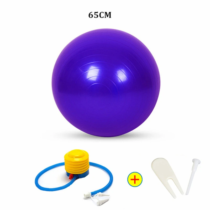 purple 65cm With-acc 45/55/65/75/85cm йога мяч анти-взрыв гимнастический Аэробные Фитнес стабильность баланс упражнений Йога Пилатес тренировки Фитнес тренажерный зал - Цвет: purple 65cm With-acc