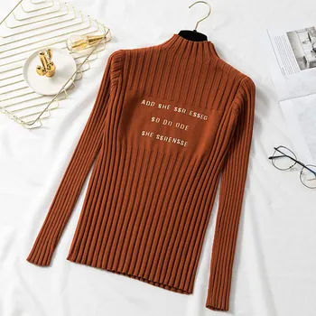 

Women Korean Slim Knitwear Long Sleeve Pullover Harajuku Sweater Turtleneck Basic Knitted Pull Femme