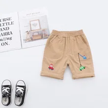 Весна-лето, милые детские шорты с вышивкой для мальчиков повседневные шорты с вышивкой