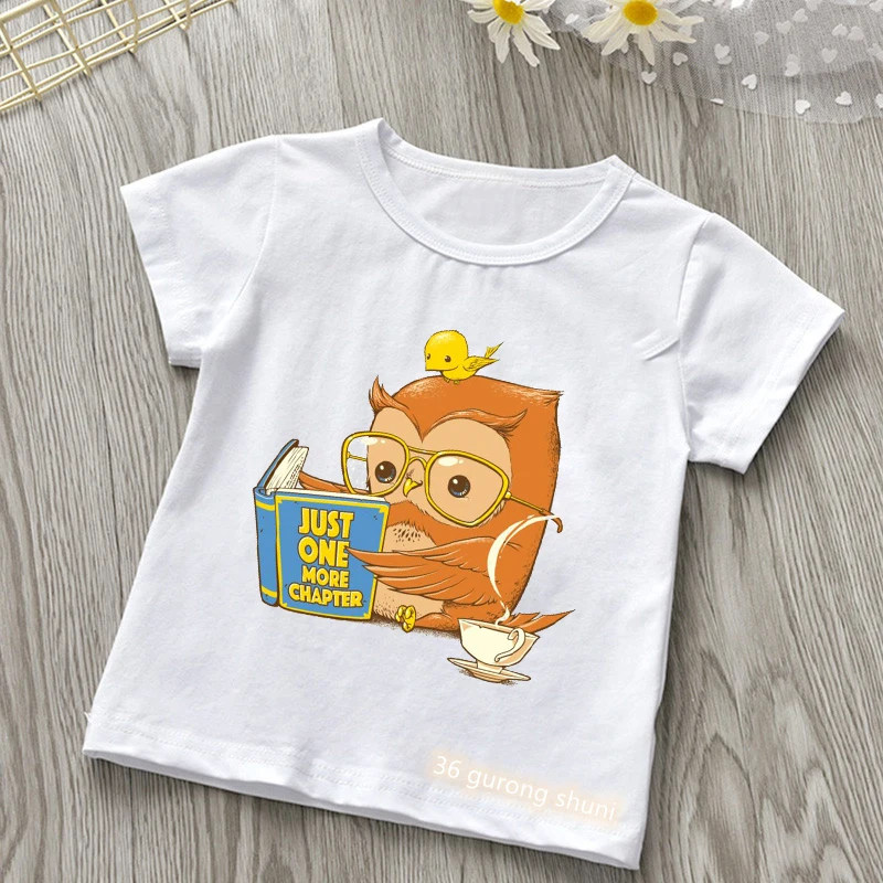 Fashion children's clothes tshirt funny birds love to read books Graphic printing boys t-shirts summer girls t shirt hiphop tops | Детская