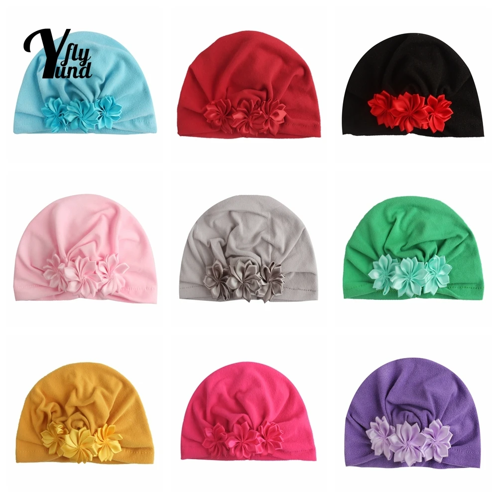 

Однотонная многоугольная детская индийская шапка Yundfly с цветами, модные теплые шапки из полиэстера и хлопка для новорожденных, детские головные уборы, подарки на день рождения