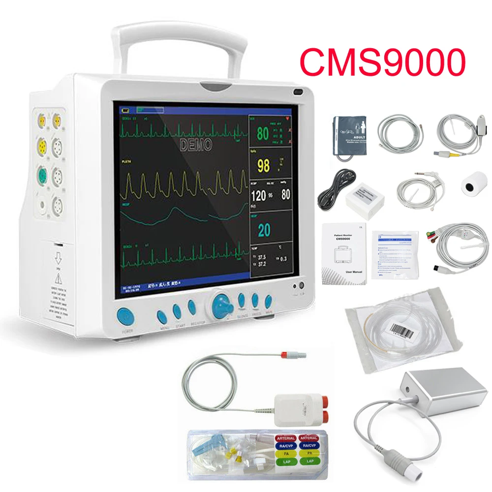 CMS9000 Hospital Medical Patient Monitor Vital Signs Monitor Multi-Parameter ECG NIBP SPO2 RESP TEMP PR HR ETCO2 IBP Machine