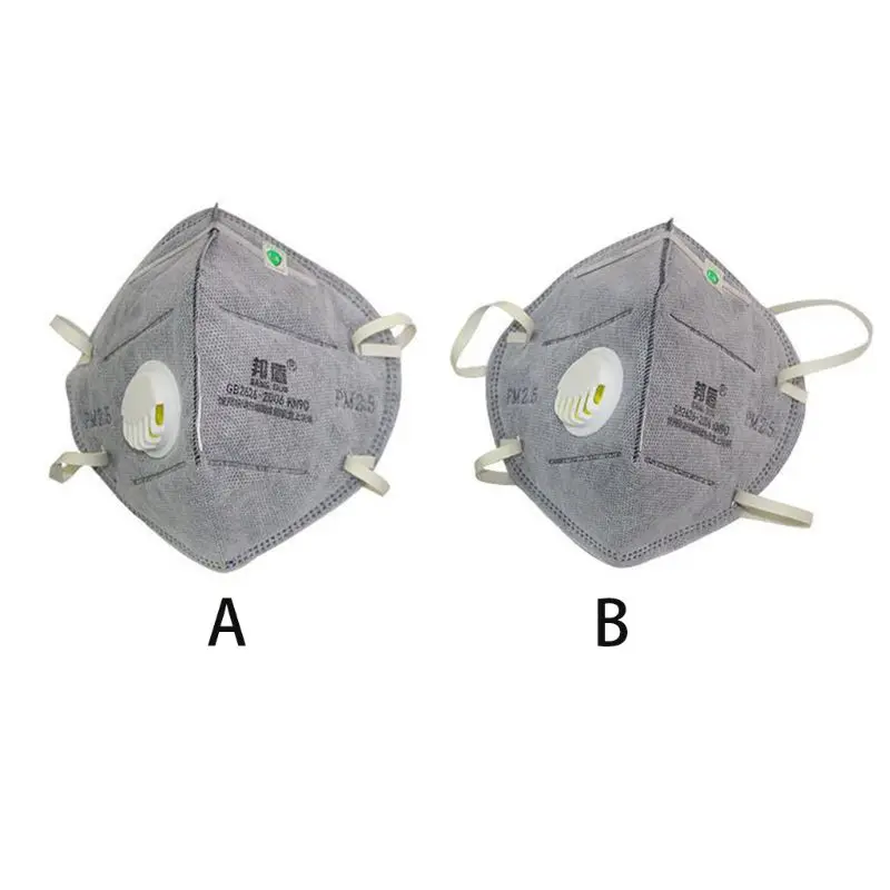 Унисекс промышленный стиль нетканый Респиратор маска для рта фильтр с активированным углем вставка PM2.5 против загрязнений с дыхательным клапаном Ea