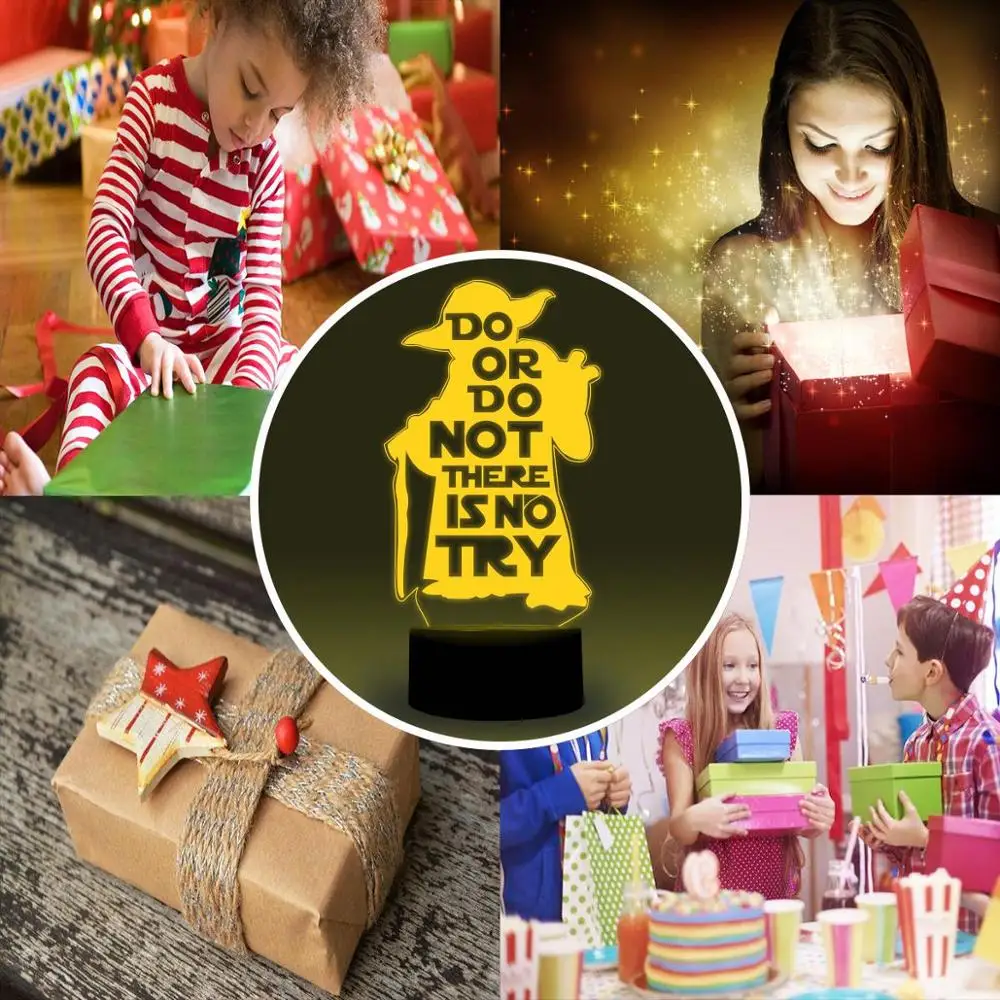 NiteApps 3D Мастер Йода ночник настольная лампа Иллюзия украшение лампа подарок на день рождения приложение/сенсорное управление