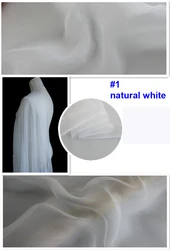 Luxurious Crinkled Pure Mulberry Silk Chiffon Scarf - 5Meters X 1.4Meter (1 natural white)