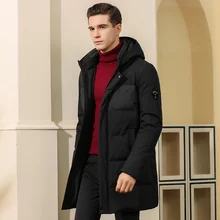 Зимняя новая пуховая куртка Длинная с капюшоном версия Повседневный стиль с цифрами простая атмосферная мужская куртка
