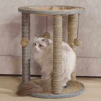 

Small Cat Scratching Posts and Hammock Sisal Scratcher Tree For Kitten Pet Toys For Cats Climbing Jumping Frame HW218