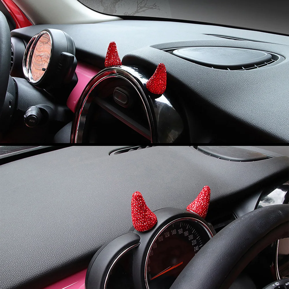 Алмазный Рог дьявола автомобиля руль наклейка на приборную панель Bling украшения для Mini Cooper для Ford для всех наклейки для автомобиля