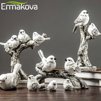 

ERMAKOVA European creative bird sculpture statue resin animal tree modern art sculpture craft Home living room display gifts