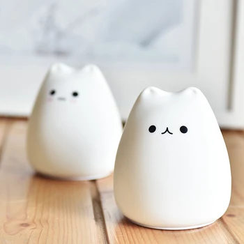 

Silicone Touches Pat Sensor LED Night Light for Children Baby Kids 7 Colors 2 Modes Cartoon Cat Cute USB LED Night Lamp J99S