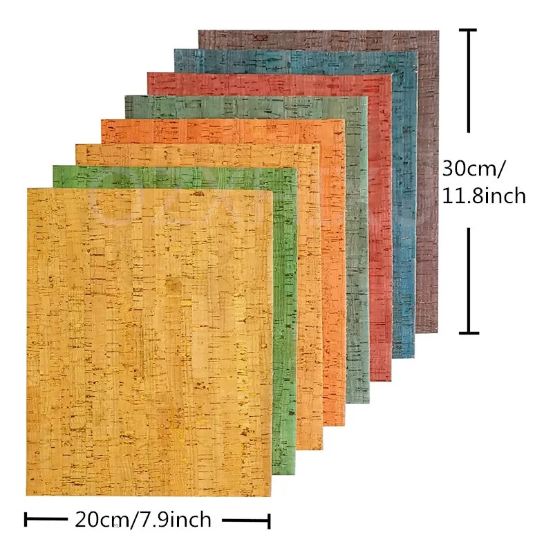 Colored Cork Faux Leather Sheets 2pcs Natural Wood Printed Fabric for Making Earrings Bags Craft Bows Accessories DIY Decor self adhesive cork sheets