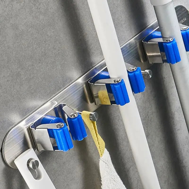 

Wall Mount Mop Broom Holder Organizer 3 Slots Cleaning Tool Rack Hook Stainless 72XF