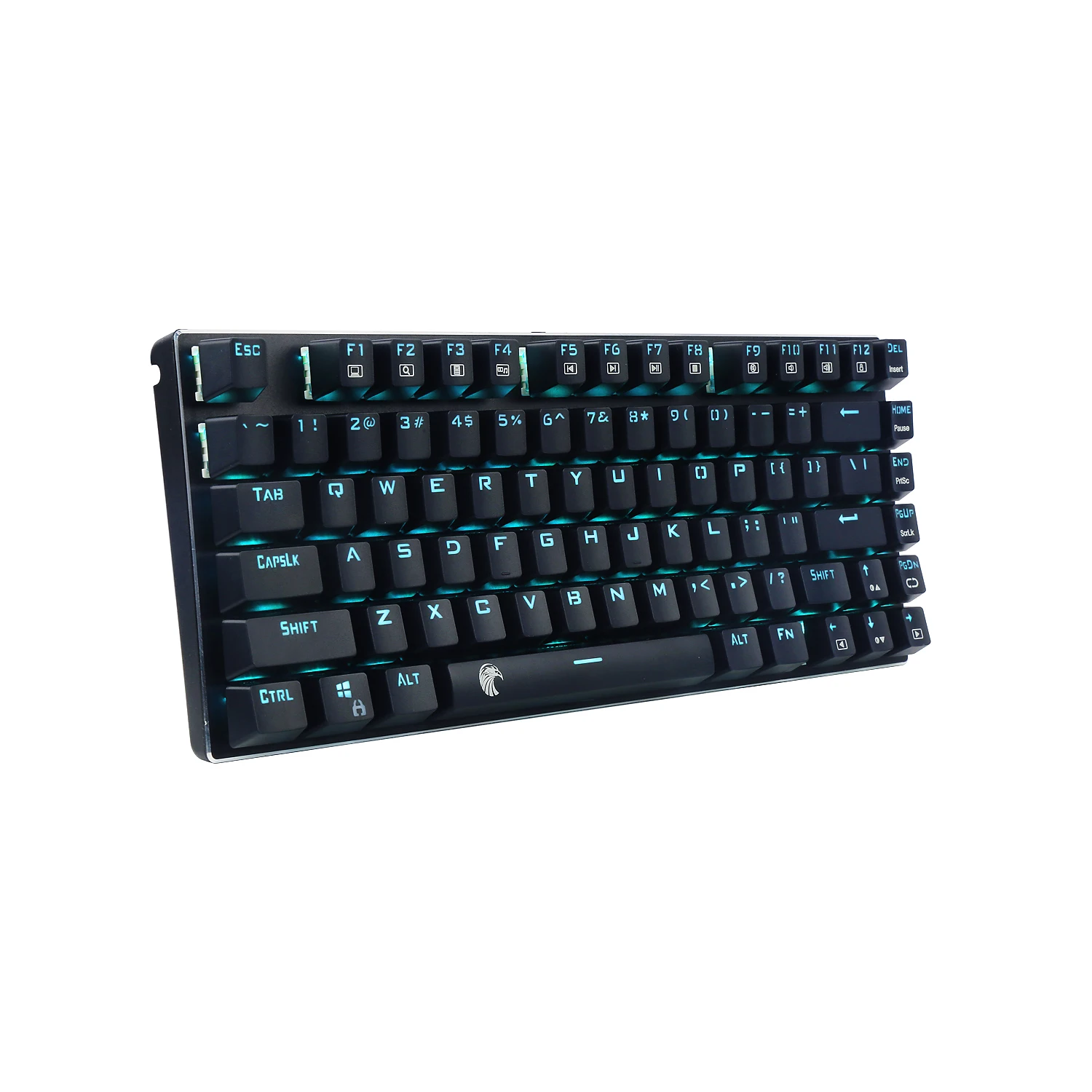 Механическая клавиатура TKL с синей светодиодной подсветкой, Клавишные переключатели, компактный 81 клавиша, маленькая игровая клавиатура для ПК, белый