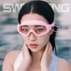 Women Men Printed Waterproof Swimming Goggles Caps Set Silicone Long Hair Large Swim Hat Natacion Diving Glasses Equipment 2022 2