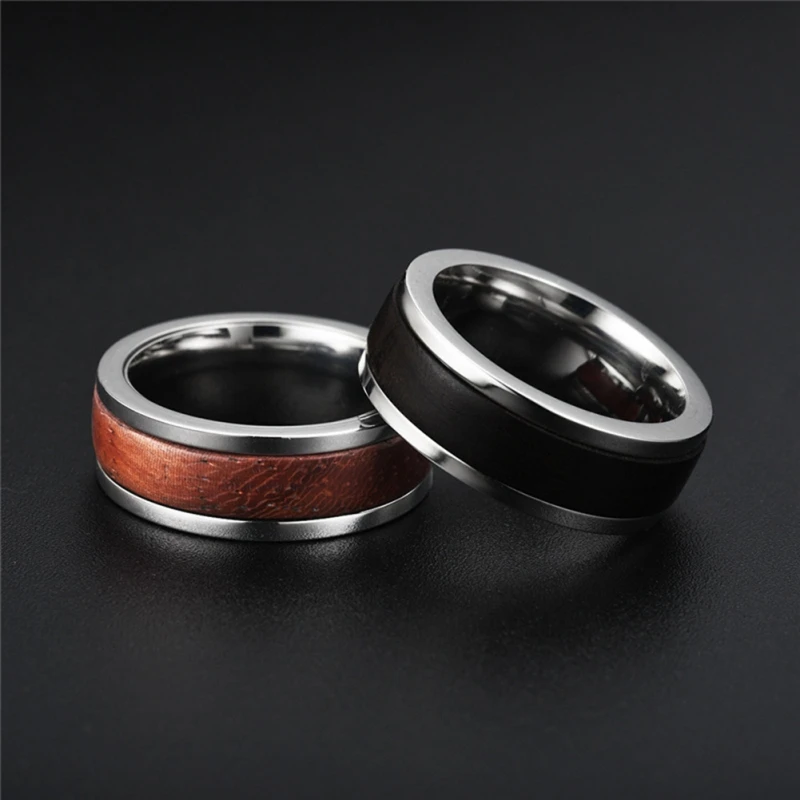 

Men Vintage Silver-Edge Wedding Ring 304 1pc stainless steel Wedding Band Rotating Decompression Ring Engagement Accessories
