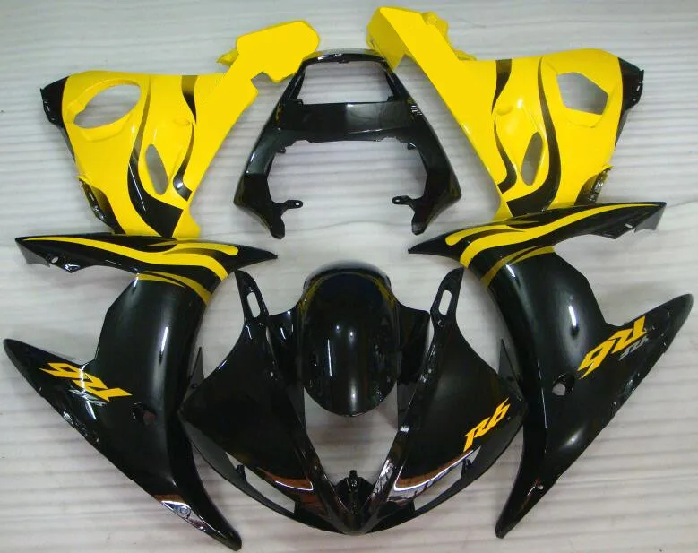 

3 Free Gifts New ABS motor Fairing Kit Fit For YAMAHA YZF-R6 2003 2004 2005 R6 03 04 05 Fairings custom yellow black