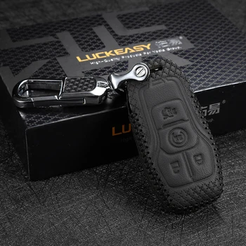 

luckeasy for ford F150 2016 mustang 2015 2017 lincoln MKC MKZ 2016 2014 MKX 2015 leather car key case key3