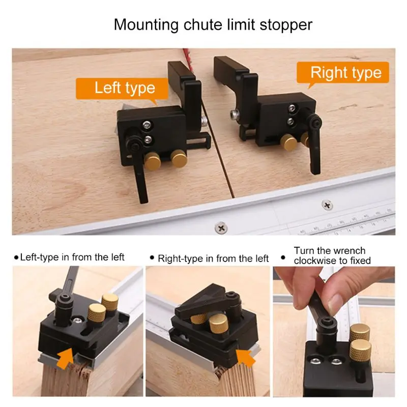 Miter Track Stop for T-Slot T-Track Chute Limit Locator Durable Woodworking Tool
